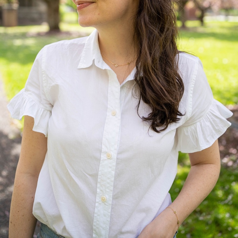 NWT J. Crew Cotton Ruffle Shirt